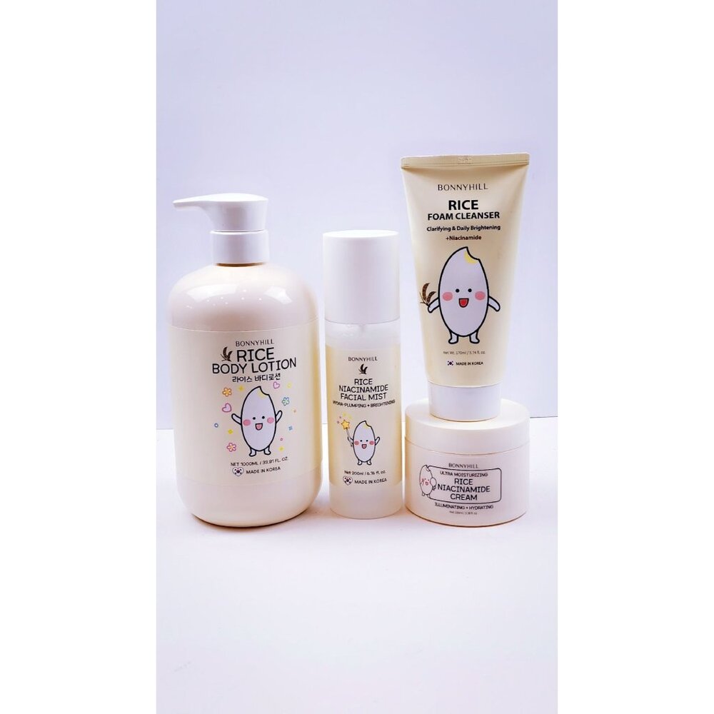 BonnyHill Korean Rice Niacinamide Skincare Set – Hydrating & Brightening Bundle